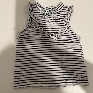 Janie and Jack Striped Sleeveless Top Ruffle Trim Navy and White 6